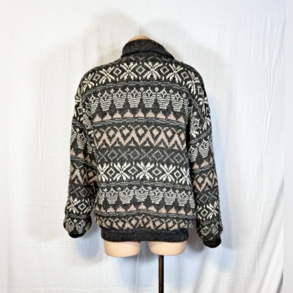 Vintage Tundra Mens Grey 100% Pure Virgin Wool Cardigan Sweater Jacket~L~ - Picture 4 of 6